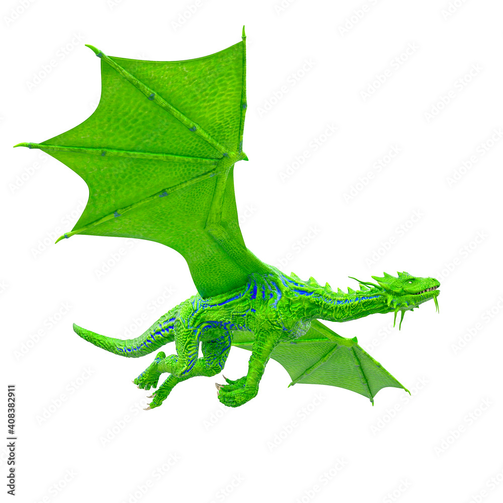 Obraz premium master dragon is flying on white background