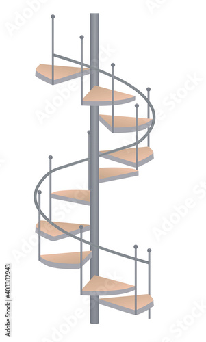 Wooden home stairs. vector illustration