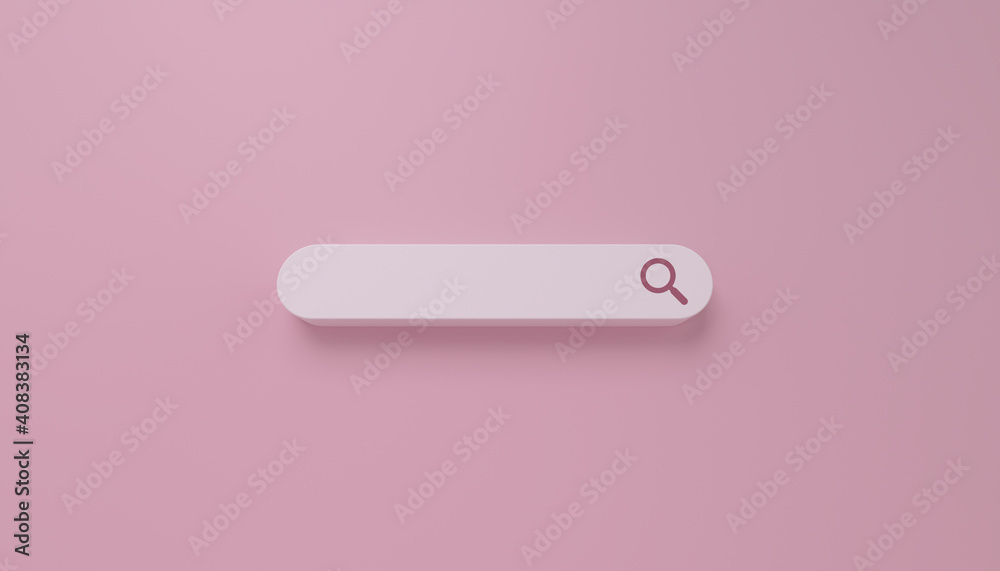 Minimal search bar in white on pink background. web search concept. Minimal search bar in white on pink background. web search concept.