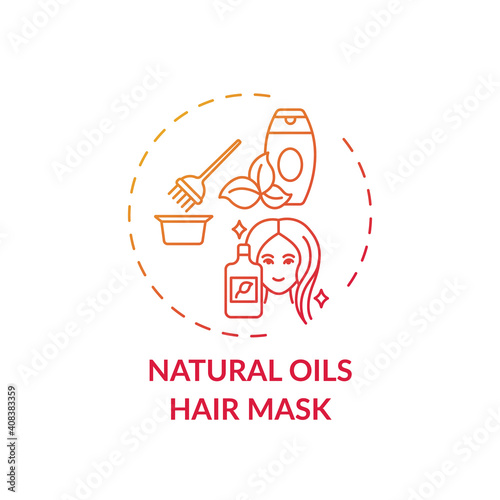 Natural oils hair mask concept icon. Home beauty treatment idea thin line illustration. Deep conditioning treatment. Natural butters, oils and lipids. Vector isolated outline RGB color drawing
