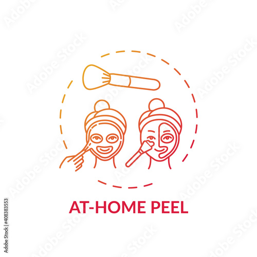 At-home peel concept icon. Home beauty treatment idea thin line illustration. Lightening dark spots. Deep chemical exfoliation. Rejuvenation. Skin care. Vector isolated outline RGB color drawing
