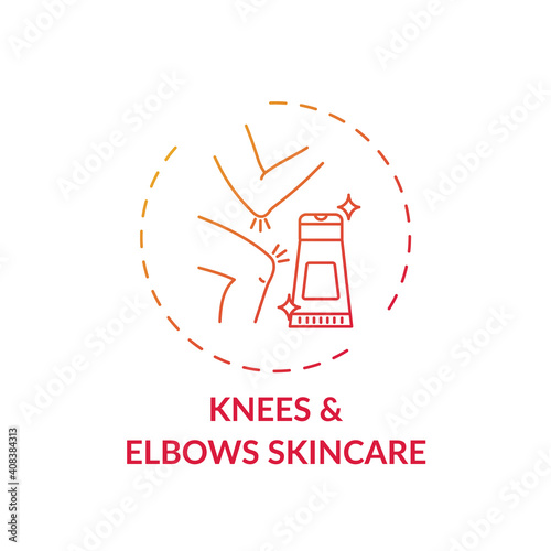Knees and elbows skincare concept icon. Home spa procedure idea thin line illustration. Soothing dry and inflamed skin. Removing dead skin cells. Body scrub. Vector isolated outline RGB color drawing