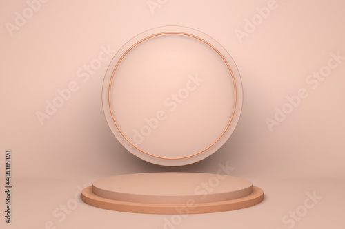 Beige abstract minimal scene with podium. 3d rendering geometric shape. Background for cosmetic product