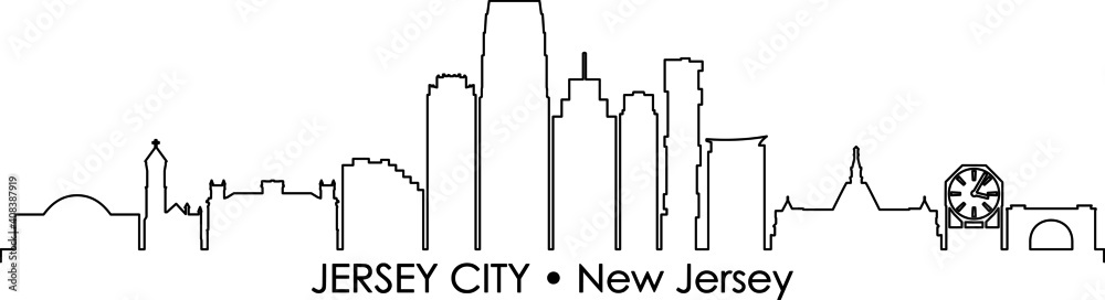 JERSEY City New Jersey SKYLINE Silhouette JERSEY City New Jersey SKYLINE Silhouette