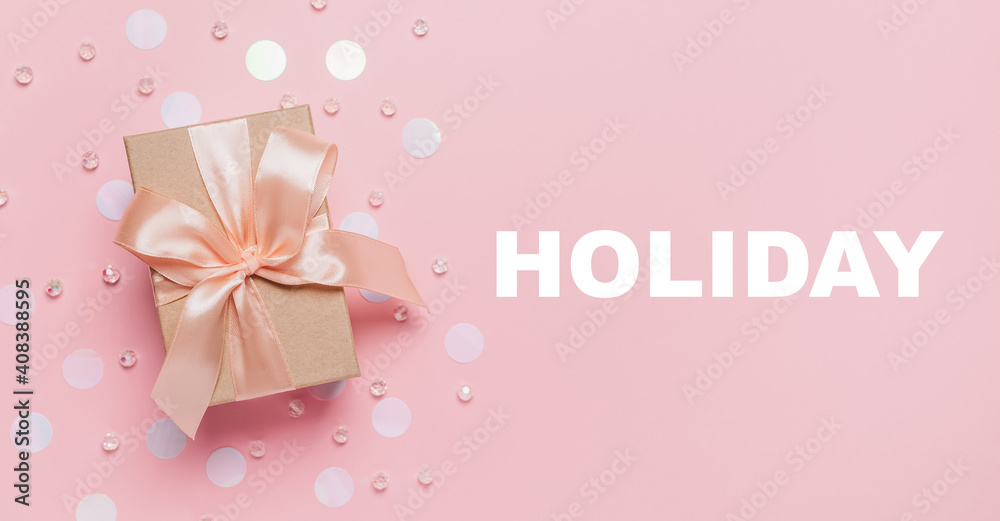 Gifts on pink background, love and valentine concept with text holiday