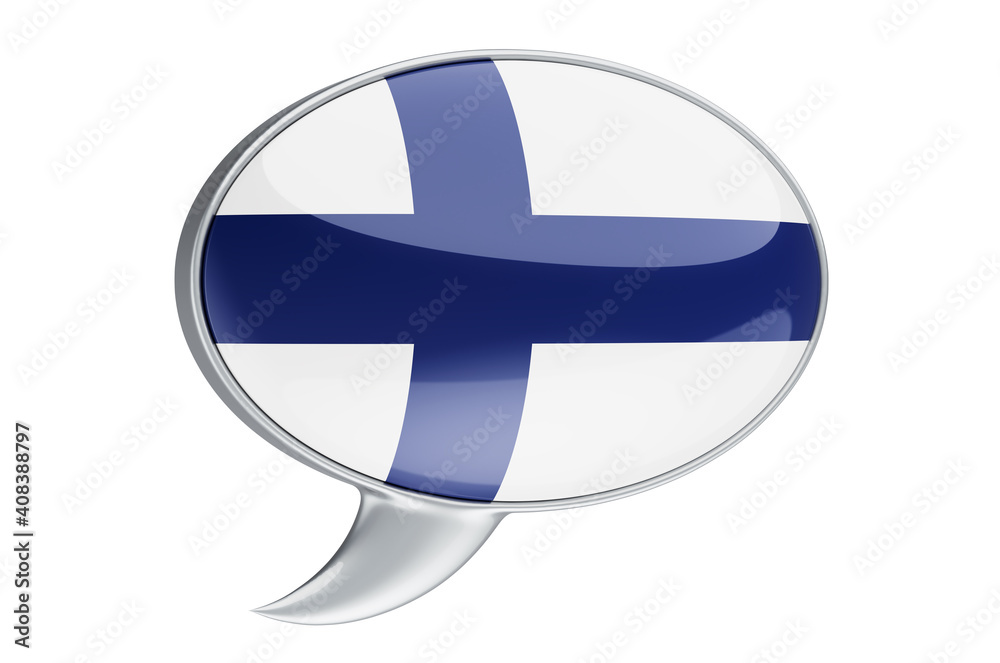 Fototapeta premium Speech balloon with Finnish flag, 3D rendering