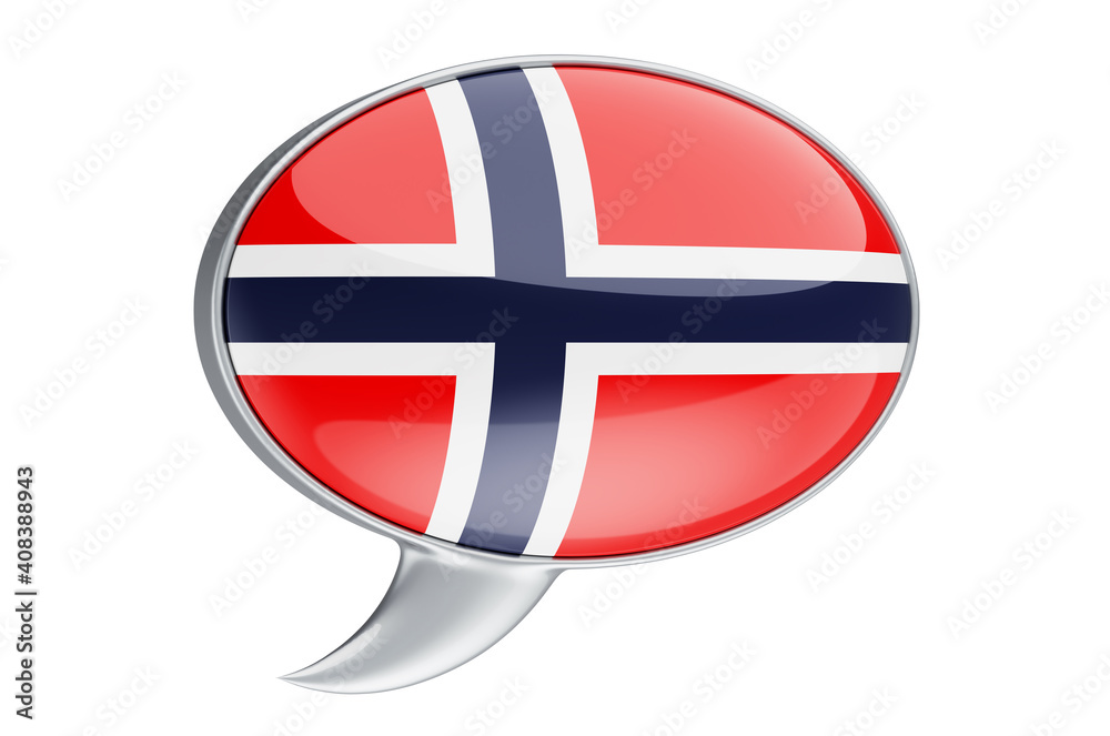 Obraz premium Speech balloon with Norwegian flag, 3D rendering