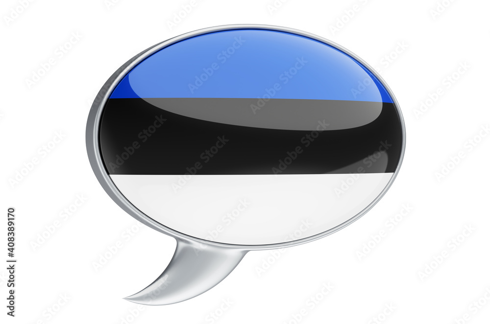Speech balloon with Estonian flag, 3D rendering Speech balloon with Estonian flag, 3D rendering