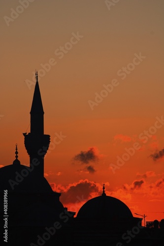 mosque at sunset