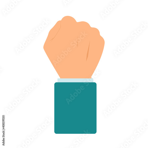 Man's hand is clenched into a fist. illustration