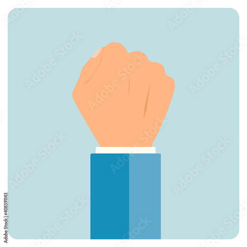 Man's hand is clenched into a fist. illustration