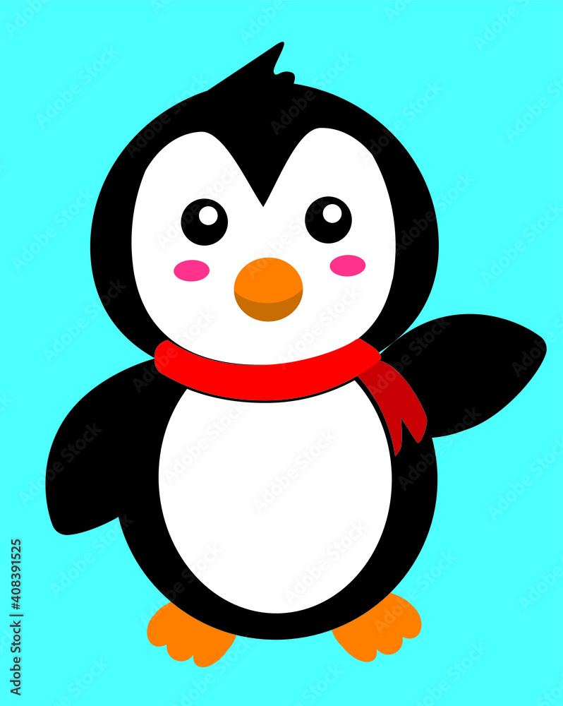 Sheltered penguin. Animal with scarf. Cute vector Sheltered penguin. Animal with scarf. Cute vector