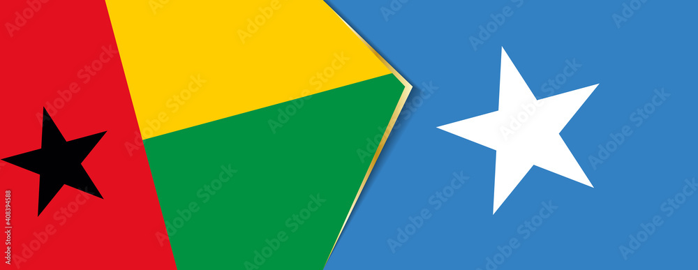 Guinea-Bissau and Somalia flags, two vector flags. Guinea-Bissau and Somalia flags, two vector flags.