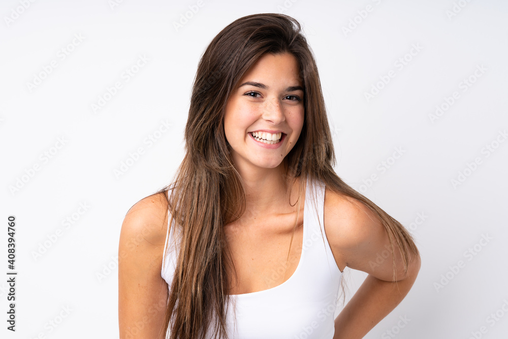Portrait of pretty teenager Brazilian girl over isolated background Portrait of pretty teenager Brazilian girl over isolated background