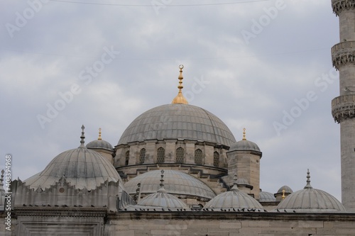 Mosque with dome built in the Middle Ages in central place in Istanbul half round full dome