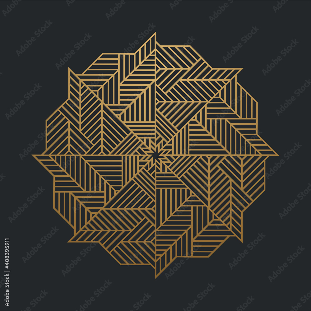 Abstract luxury ornamental gold lines on black background. Vector illustration Abstract luxury ornamental gold lines on black background. Vector illustration