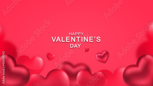 Joyeuse Saint-Valentin, cœurs roses et rouges en 3D avec un effet de flou, carte de vœux, vecteur photo