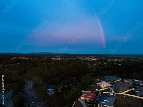 Rainbow in the evening over Singleton seen from the heights