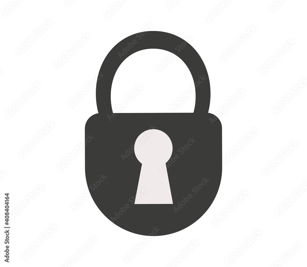 padlock icon isolated on white background, flat vector illustration padlock icon isolated on white background, flat vector illustration