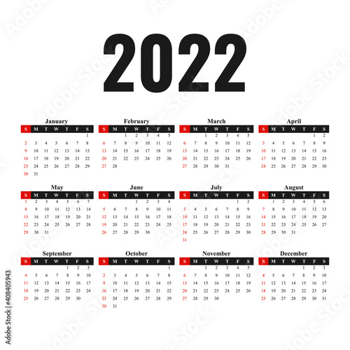 2022 calendar white page diary desktop. Week Start Sunday. Business day and month planner template. Vector mock up illustration