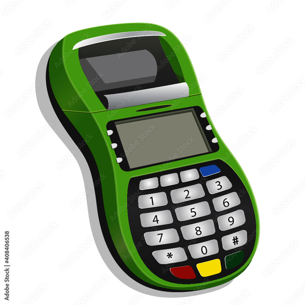POS terminal for card and contactless payments green POS terminal for card and contactless payments green