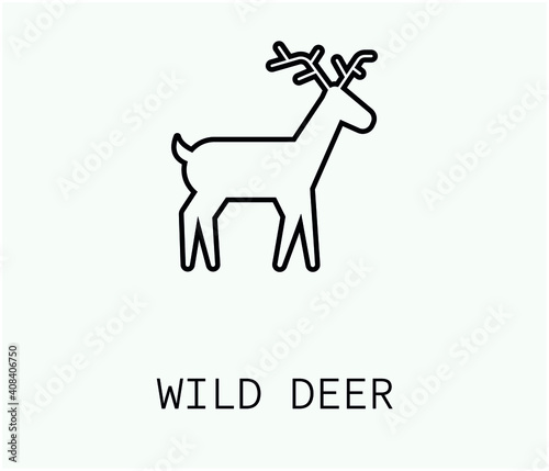 wild dear vector icon.  Editable stroke. Symbol in Line Art Style for Design, Presentation, Website or Apps Elements, Logo. Pixel vector graphics - Vector
