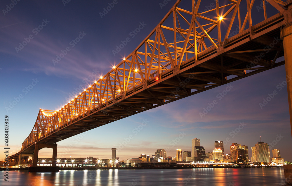 USA, Louisiana, New Orleans, Toll bridge over Mississippi River USA, Louisiana, New Orleans, Toll bridge over Mississippi River