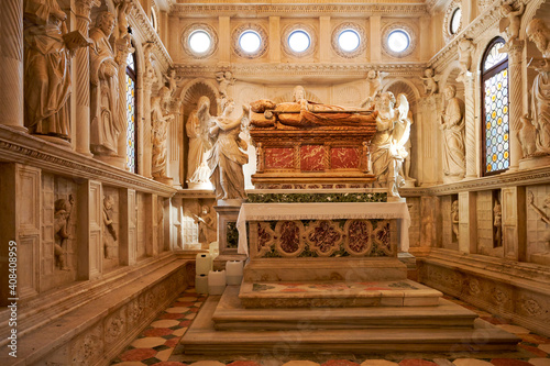Trogir, Croatia - Cathedral of St. Lawrence, fragment of the interior, photo taken on September 11, 2019