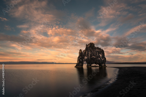 Amazing view of the Atlantic ocean at down, location place Hvitserkur. Iceland © aboutfoto