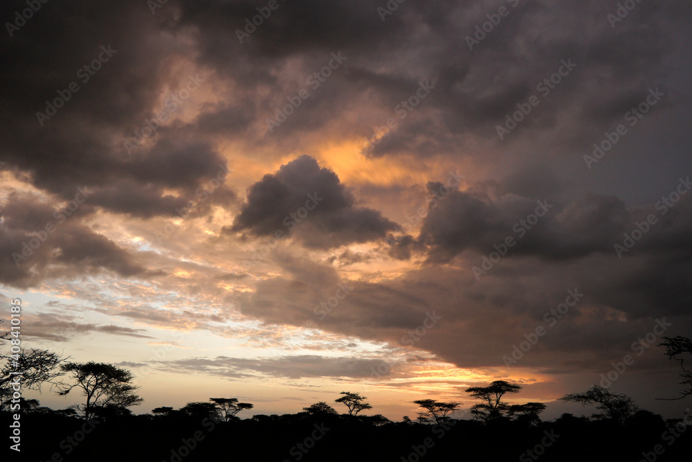 Sunrise under stormy skies, Ngorongoro Conservation Area, Tanzania
