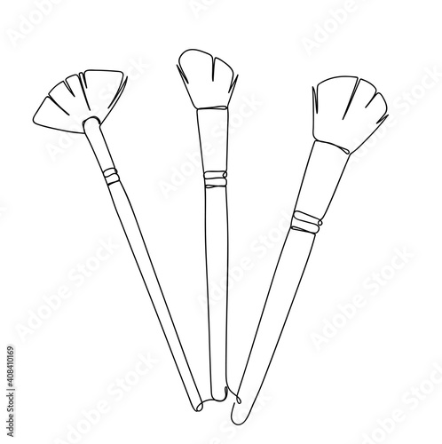 Brushes in a hand drawn linear style.