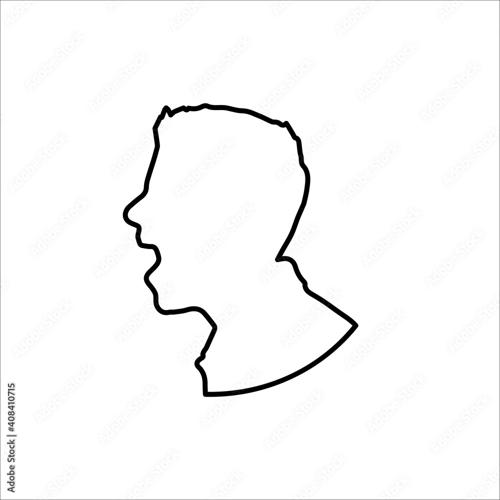 the silhouette of a screaming male head. bitmap illustration illustration