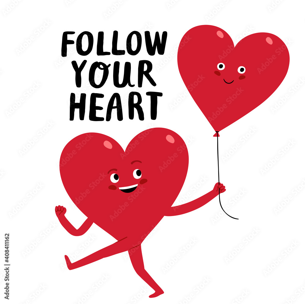 Funny cartoon pair of hearts illustration Funny cartoon pair of hearts illustration
