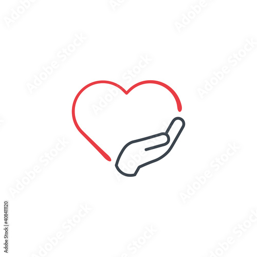 Love and Care icon Vector Logo Template Illustration Design. Put your hand on the hart. swear or vow icon. Stock Vector illustration isolated on white background.