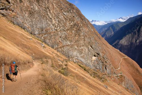 Trekking into the Apurimac Canyon on the Choquequirao trek, the 