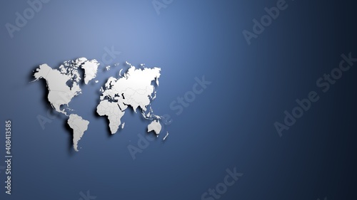 World map on blue background banner
