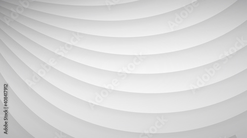 Abstract background of wavy curved stripes with shadows in white and gray colors