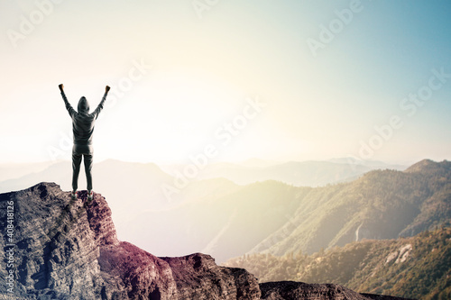 Happy hacker on cliff