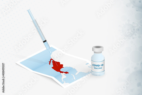 Mexico Vaccination, Injection with COVID-19 vaccine in Map of Mexico.