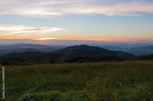 Sunset view from Max Patch bald over the Great Smoky Mountains © Martina