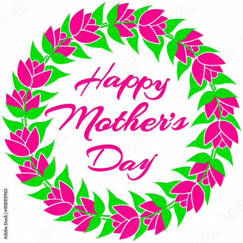 Happy mother's day, beautiful color print logo with flowers gift for mom