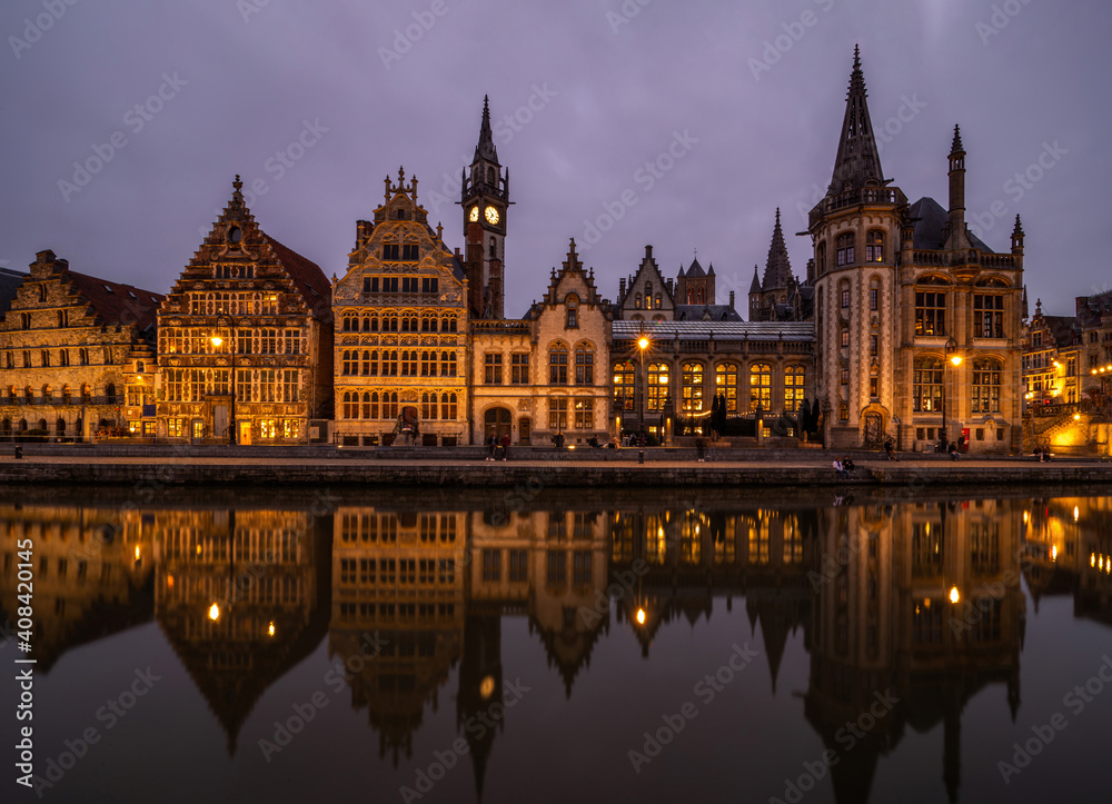 The beautiful Graslei district from Ghent