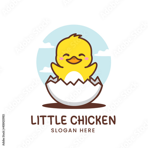 cute little chicken with egg logo