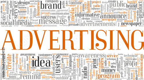 Advertising vector illustration word cloud isolated on a white background.