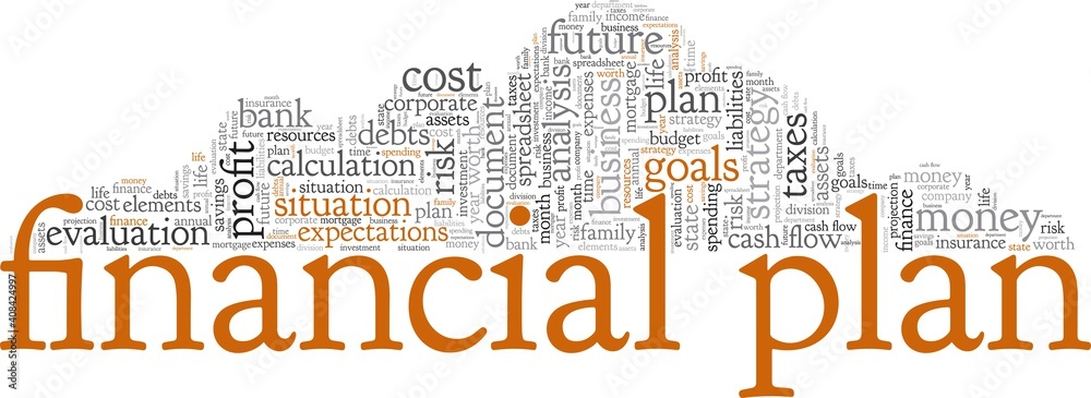 Fototapeta premium Financial plan vector illustration word cloud isolated on a white background.