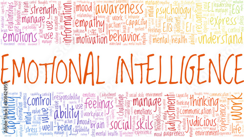 Emotional intelligence vector illustration word cloud isolated on a white background.