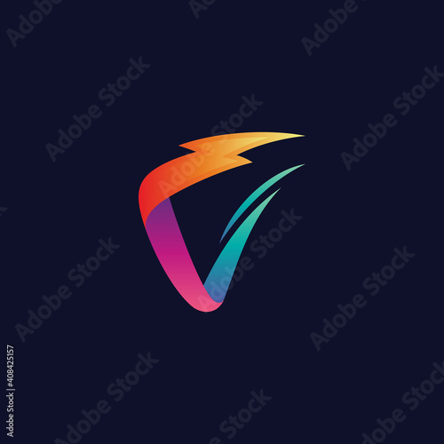 Letter C thunder flash logo template ready for use