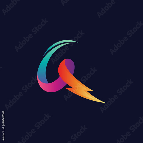 Thunder letter G logo design concept ready for template