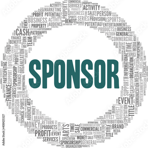 Sponsor vector illustration word cloud isolated on a white background.