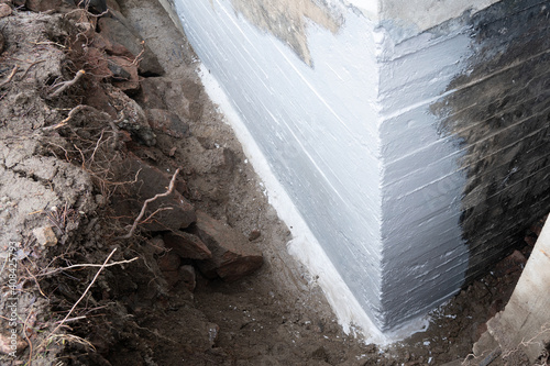 Waterproofing house corner basement and foundations.